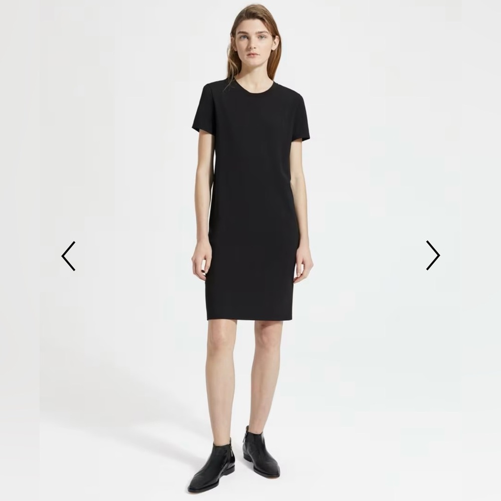 Theory Continuous Black Cotton-Modal Tee Mini Dress Size S